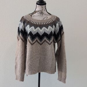 Krimson Klover Taupe and Cream Knit Sweater